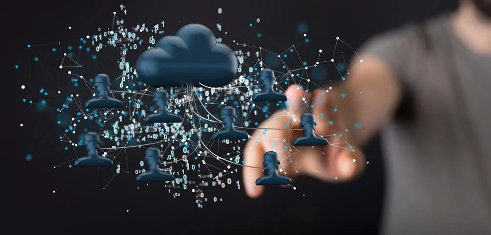 Digital concept of cloud computing and communications 库存照片