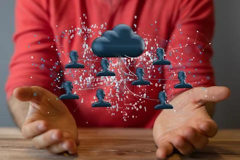 Digital concept of cloud data storage and networking Foto stock