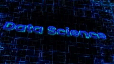 Digital concept of Data Science in neon blue over a animated dark matrix gr.. Stock Footage 259768289