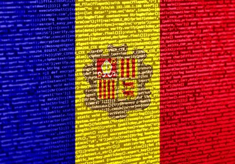 Digital concept with the flag of Andorra on a tech background. Andorra in the Photos