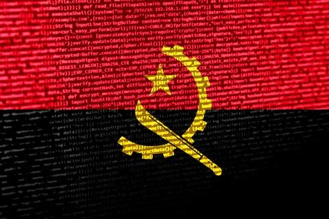 Digital concept with the flag of Angola on a tech background. Angola in the c Photos
