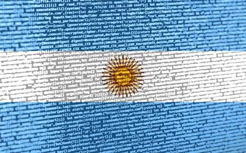 Digital concept with the flag of Argentina on a tech background. Argentina in Stock Photos