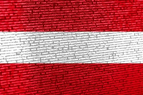 Digital concept with the flag of Austria on a tech background. Austria in the 库存照片