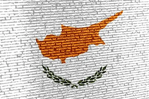 Digital concept with the flag of Cyprus on a tech background. Cyprus in the c Illustration