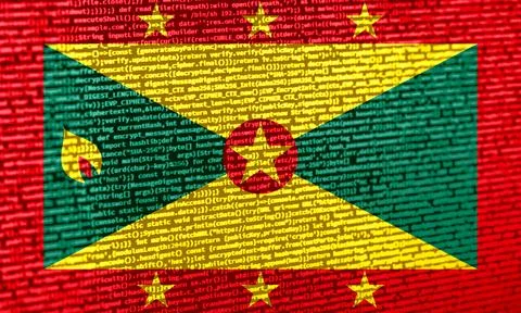 Digital concept with the flag of Grenada on a tech background. Grenada in the Illustration