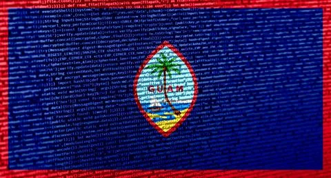 Digital concept with the flag of Guam on a tech background. Guam in the conte Illustration