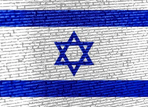 Digital concept with the flag of Israel on a tech background. Israel in the c Illustration