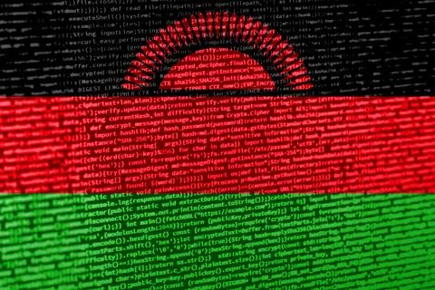 Digital concept with the flag of Malawi on a tech background. Malawi in the c Illustration