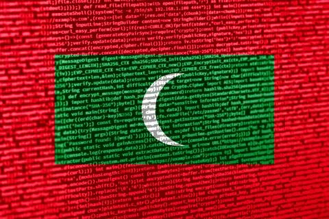 Digital concept with the flag of Maldives on a tech background. Maldives in t Stock Illustration