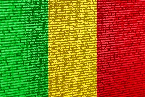 Digital concept with the flag of Mali on a tech background. Mali in the conte Illustration