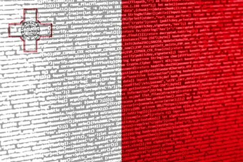 Digital concept with the flag of Malta on a tech background. Malta in the con Illustration