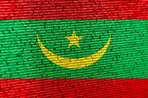 Digital concept with the flag of Mauritania on a tech background. Mauritania  Illustration