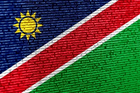 Digital concept with the flag of Namibia on a tech background. Namibia in the Illustration
