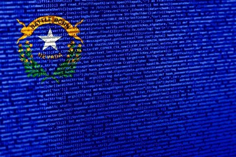 Digital concept with the flag of Nevada on a tech background. Nevada in the c Illustration