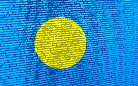 Digital concept with the flag of Palau on a tech background. Palau in the con Illustration