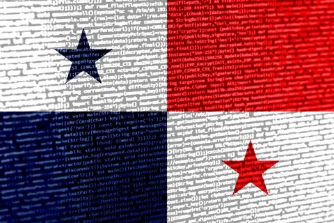 Digital concept with the flag of Panama on a tech background. Panama in the c Illustration
