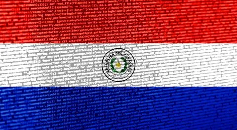 Digital concept with the flag of Paraguay on a tech background. Paraguay in t Illustration