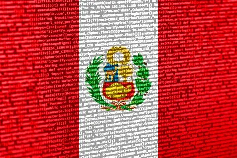 Digital concept with the flag of Peru on a tech background. Peru in the conte Illustration