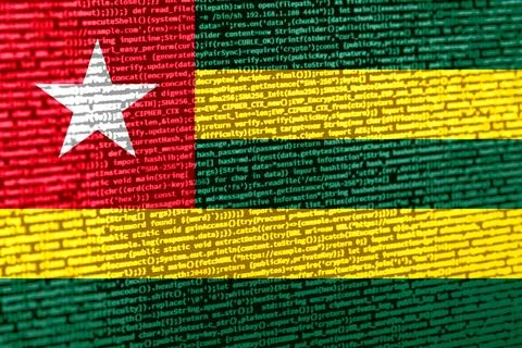 Digital concept with the flag of Togo on a tech background. Togo in the conte Photos