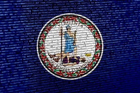Digital concept with the flag of Virginia on a tech background. Virginia in t Photos