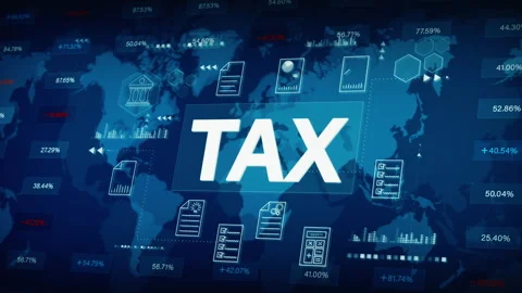 Digital concept of global tax system with charts, data analytics Video stock 337861824