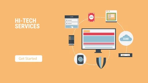 Digital Concept Illustration of Hi-Tech Services and Cloud Technology Vídeo Stock 341922470