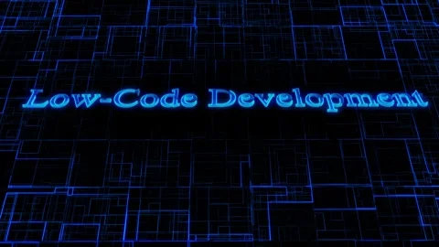 Digital concept of low code development with glitch effect on a dark backgr.. Stock Footage 259768628