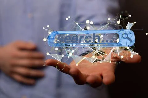 Digital concept of search engine optimization on a hand Stock Photos