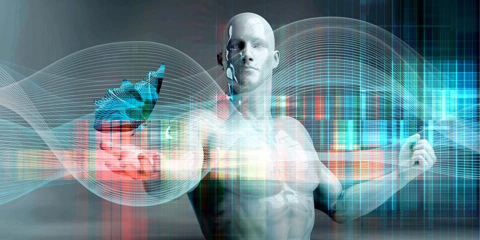 Digital Concept Visualization Creative Technology Solution Blueprint Stock Illustration