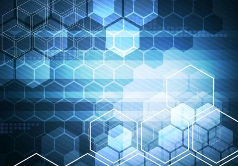 Digital conceptual gradiented image hexagon striped business technology bac.. Stock Illustration
