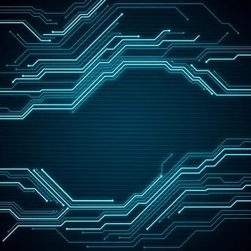 Digital conceptual image circuit microchip on blue background Stock Illustration