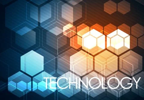 Digital conceptual image hexagon background with yellow flare Stock Illustration