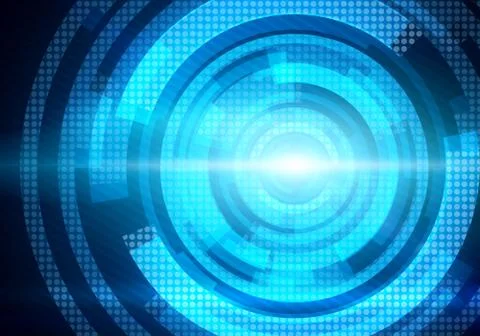 Digital conceptual image round interface on blue background Stock Illustration