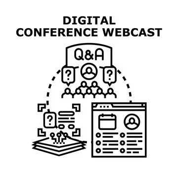 Digital conference webcast event creating online community Stock Illustration