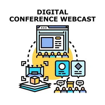 Digital conference webcast event online streaming communication Stock Illustration
