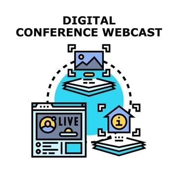 Digital conference webcast with online live streaming Stock Illustration