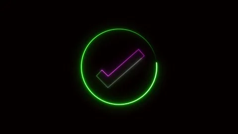 Digital confirmation animation. Green neon checkmark with seamless motion g.. Stock Footage 321456005