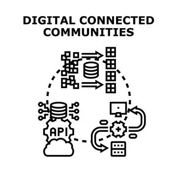 Digital connected communities creating data exchange networks Stockillustratie
