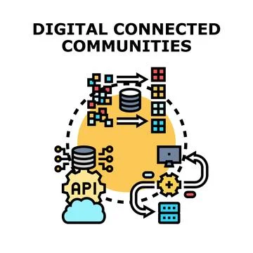Digital connected communities creating data exchange networks Stockillustratie
