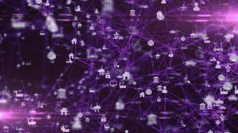 Digital connected devices network nodes Internet of things IOT cloud  Illustrazione stock