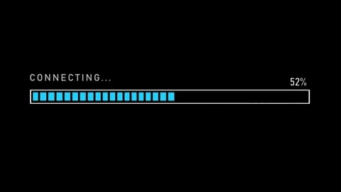 Digital connecting progress bar loading screen animation on black background Stock Footage 336912117