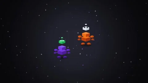 Digital connection and communication concept, two pixel art characters floating 스톡 동영상 341493971