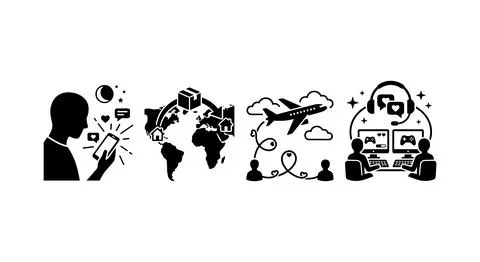 Digital Connection and Global Communication Concepts with People Interacting Rem Stock Illustration