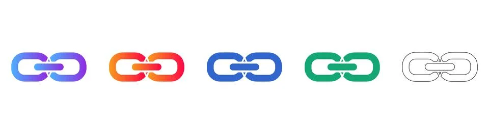 Digital Connection Chain Link Icons Set Stock Illustration