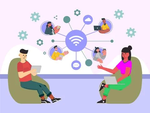 Digital Connection Concept Illustration Style Stock Illustration