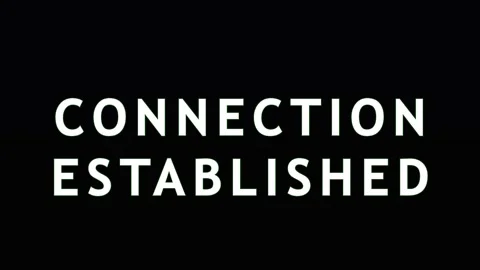 Digital connection established text animation with data stream overlay in d.. Video stock 343479691