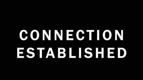 Digital Connection Established text animation with glitch effect on black b.. Video stock 343479713