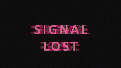 Digital connection failure with glowing pink signal lost text on black back.. Stock Footage 343414539