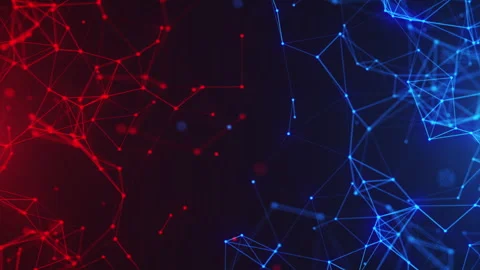 Digital connection of lines and dots moving in the space. Network connection Stock Footage 275278590