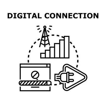 Digital connection problems concept with network signal and plug Stock Illustration
